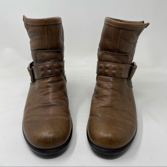 Ecco Moto Ankle Boots Brown 38 Leather Booties - Picture 2 of 14